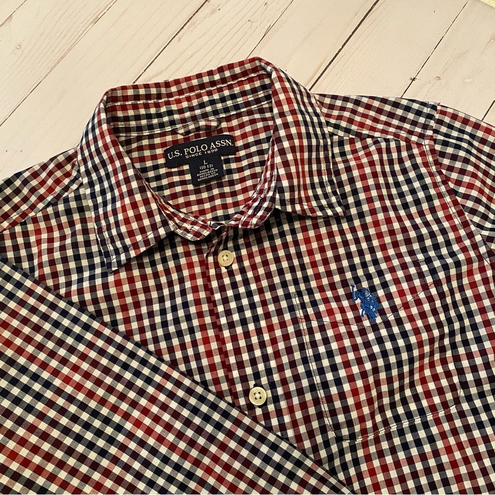 Boys Youth U.S. POLO ASSN Long Sleeve Button Shirt Size Large (10-12)